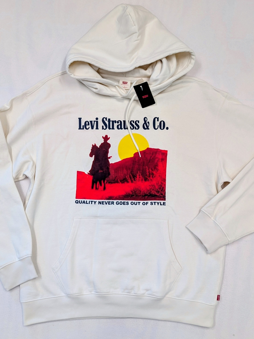 Levi's Men's White Graphic Hoodie - Cowboy Sunset